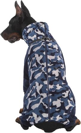 Зимовий комбінезон для собак з блискавкою, D-початком, світловідбиваючими смугами та регульованою протишерстю, вітрозахисна куртка для собак малих, середніх та великих порід, розмір M, блакитний. Розмір M: Довжина спини: 45 см, Обхват грудей: 63 см