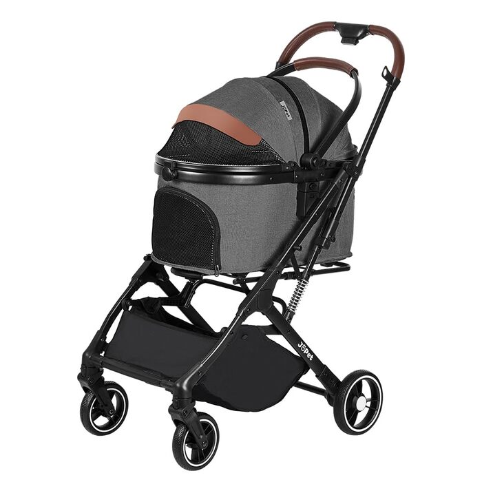 Дитяча візок для домашніх тварин: собак та котів, алюмінієвий каркас, компактний, складаний, з сумкою, сірий