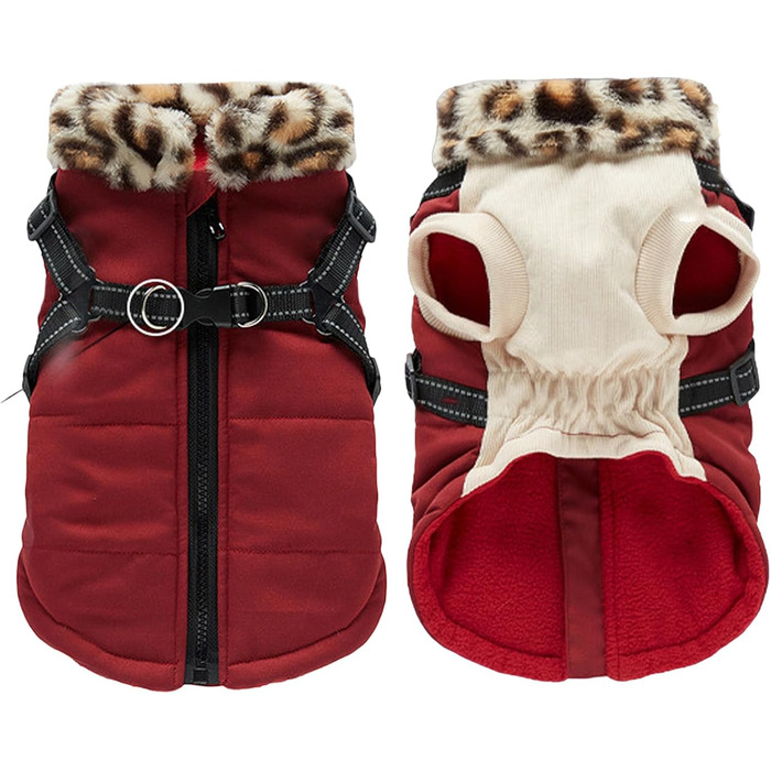 Зимова куртка для собак з інтегрованим шлейкою, світловідбиваючі смуги, розмір XXL, ізольована