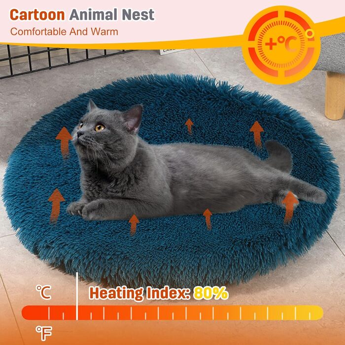 М'яке ліжко для собак PETCUTE з плюшу, 100x100 см, блакитне. Підходить для великих та середніх собак. Легко миється, з антиковзною основою.