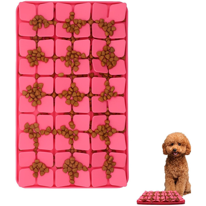 Килимок для котів та собак, силіконовий, повільне годування, проти нудьги, для корму та ласощів (Червоний)
