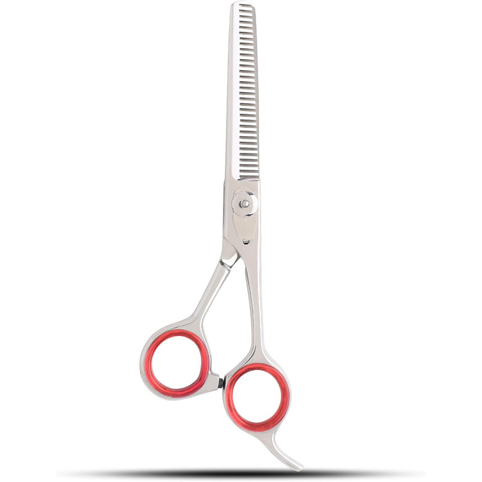 Професійна ножиця для филирування з гачком, 15.2 см, з регулюванням напруження, нержавіюча сталь, для текстурування волосся, з кільцями для пальців