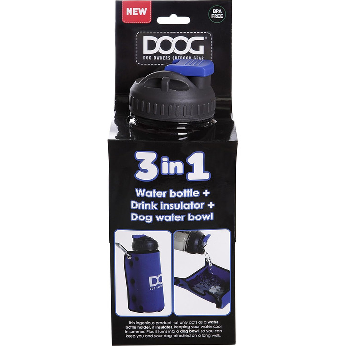 3-в-1 пляшка для води та миска для тварин, блакитна