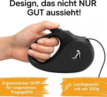 Леєчка для котів та маленьких собак Rollleine, 3/5 м - легка, до 8 кг (чорна, 3 м)