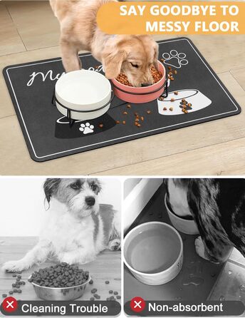 Нековзна килимок-підкладка під миску для собак та котів, сірий, 30 x 50 см