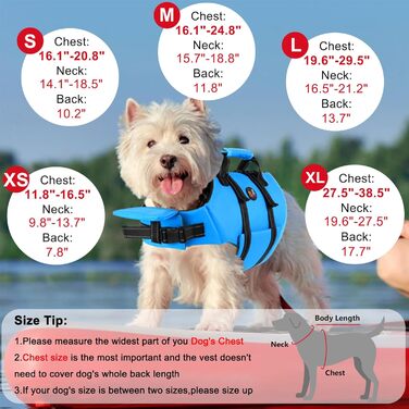 Жилет для плавання собак Dogcheer з блискавкою та рятувальним гачком, Ripstop жилет для цуценят з поплавком під підборіддя для плавання, регульований жилет для собак малих, середніх та великих розмірів (Small, Blue)