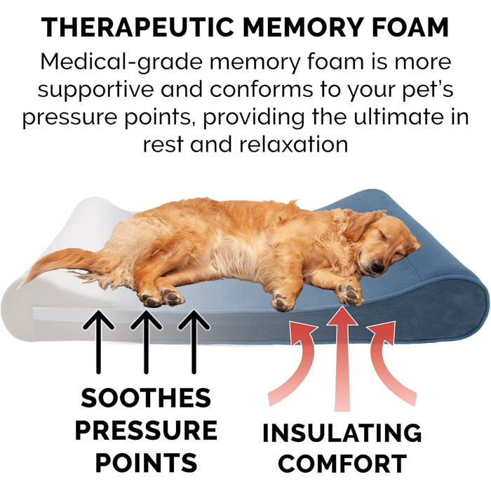 Ортопедичне ліжко для собак Furhaven, великі породи, до 34 кг, знімний, пральний чохол, Minky Plüsch & Samt Luxe, сірий колір, Jumbo/XL, розмір 91 x 61 x 14 см
