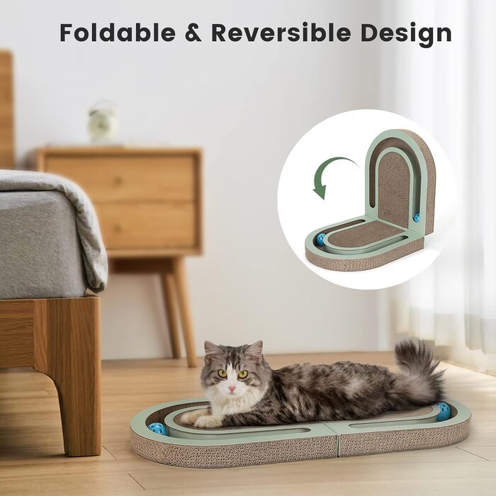 Кігтеточка PETTOM для котів з м'ячиком, двостороння, 66*30*4 см