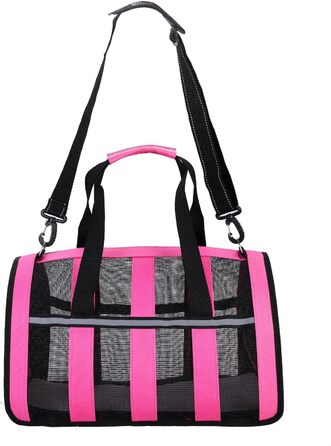 Транспортна сумка для тварин ITODA: переноска для собак та котів, рожева, L (35x23x21 см)