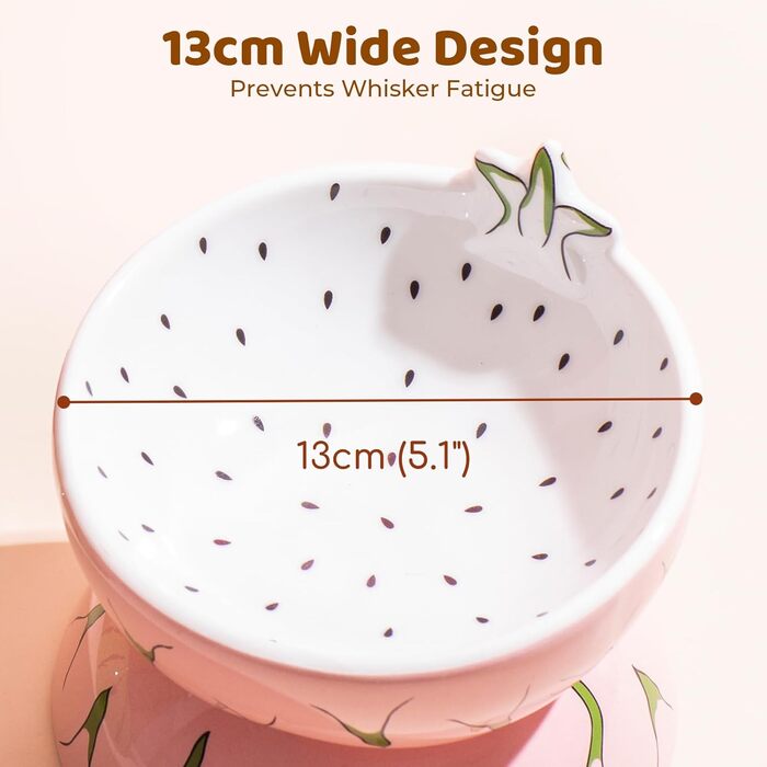 Котло propositions для котів TIGOADT, керамічна миска з дизайном ківі, нахилена годівниця для котів з підставкою, миска для кошенят, що запобігає блювоті, придатна для миття в посудомийній машині (рожева)