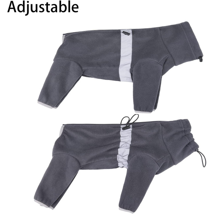 Теплий флісовий одяг для собак, зимовий, з довгими рукавами, чотирилапий, регульований, для маленьких та середніх собак, розмір XS (Сірий)