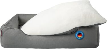 Лягу для собак середніх та великих порід Zedelmaier, 90х68х19 см: зносостійкий кошик, товсте ліжко, миється, водонепроникна, сірий колір.