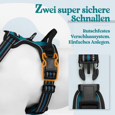 Нашийник для собак Rabbitgoo середнього розміру, анти-тяга, регульований, для великих собак, дихаючий, з світловідбиваючими смугами, безпечний, темно-зелений M (1 шт.)