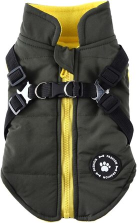 Зимовий теплий одяг для собак: теплий жилет з шлейкою, теплий зимовий одяг, для цуценят, маленьких, середніх та великих собак (зелений, XL)