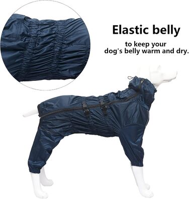 Дощовик для собак на 4 лапи, комплект куртка та штани, з отвором для шлейки, світловідбиваючий, водонепроникний, для великих, середніх та маленьких собак, Navy Blue, XXXL