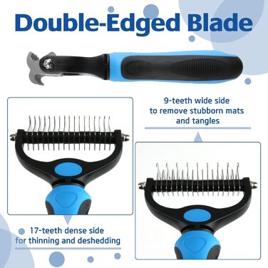 Бурштук для вичісування собак, щітка від випадання шерсті, двосторонній, для підшерстка, гребінець, матуючий інструмент для видалення шерсті, щітка для собак та котів, видалення линяючого підшерстка, ковтунів, матів