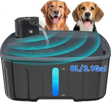 Бездротовий фонтан для води Kittyspout для собак і котів, 8 л, з датчиком руху, акумулятор 5000 мА·год, тиха помпа, фільтр з активованим вугіллям