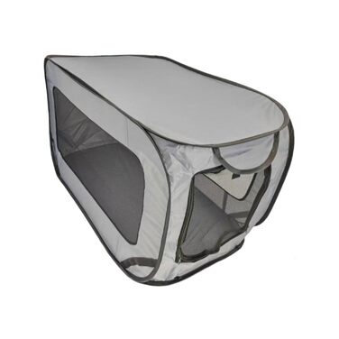 Транспортна переноска для собак та котів, 94x53x53 см, сіра, складана, дихаюча, міцна