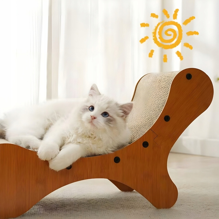 Низька картонна дряпалка для великих котів, коричнева, до 60 см