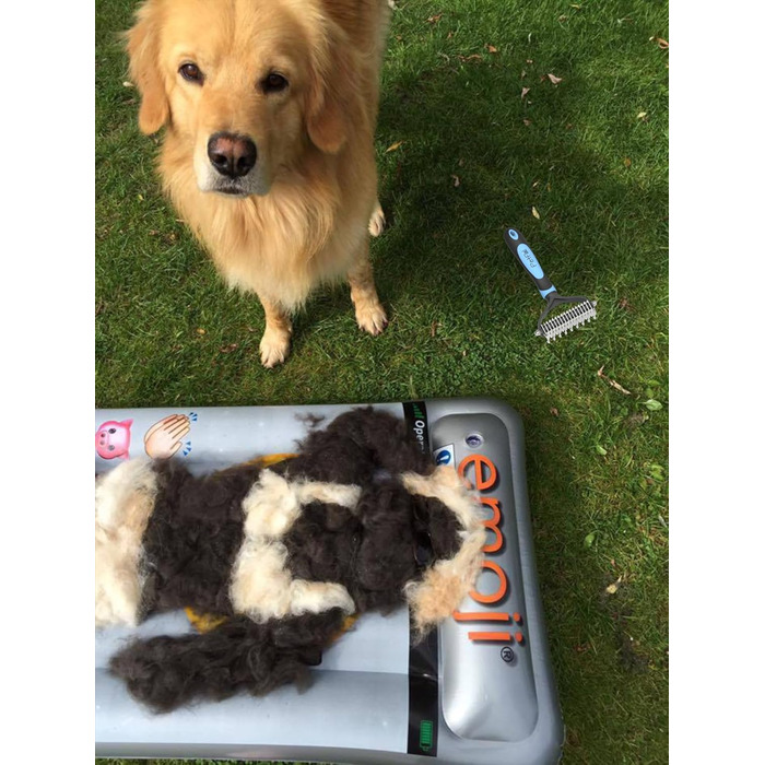 Щітка для підшерстка собак та котів - преміум якість, для догляду за шерстю, полегшує линьку, масажна, видаляє підшерсток та ковтуни, ідеальна для тварин та коней, 72мм, блакитна