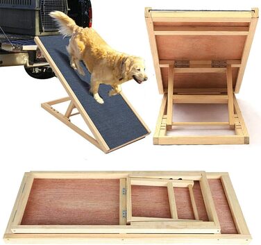 Дерев'яна пандус для собак та котів, 100 см, регульована висота, для ліжка, дивана, авто