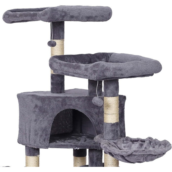Дряпка для котів Wiltec сірого кольору з мотивом лапок 145 см: дряпка, платформа, будиночок, гамак, кліматичний комплекс для котів