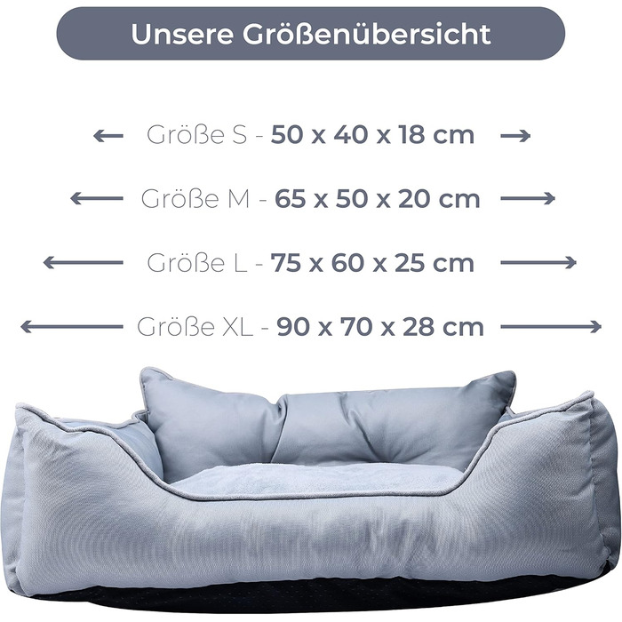 Крісло-ліжко для собак середніх порід Benetton, сіре, розмір M, 65x50x20 см, поліестер, можна прати в пральній машині
