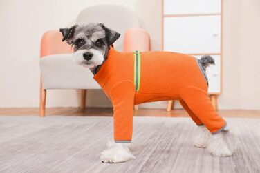 Зимовий одяг для маленьких собак: теплий зимовий костюм-піжама з флісу з блискавкою (Оранжевий, розмір L)