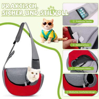 Сумка-переноска для собак і котів ALLOPET, червона, розмір L, для прогулянок та кемпінгу