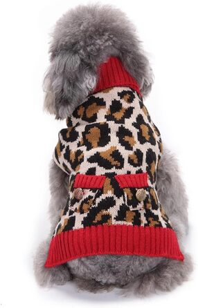 Пуловер для собак Класичний леопардовий принт, тепла куртка для собак на осінь/зиму, розмір XL