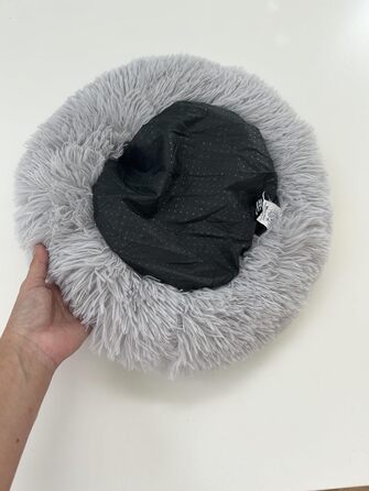 М'яке ліжко для собак та котів Donut, кругле, світло-сіре, Ø 40 см, з плюшу, миється, не слизьке