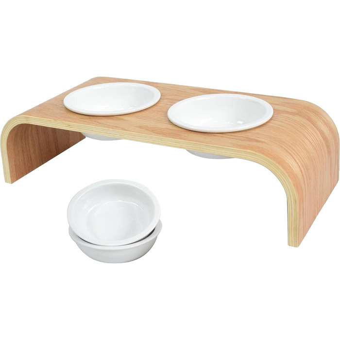 Набір мисок для котів та маленьких собак Neustein: 4 миски (2+2), 250 мл, кераміка, бамбук