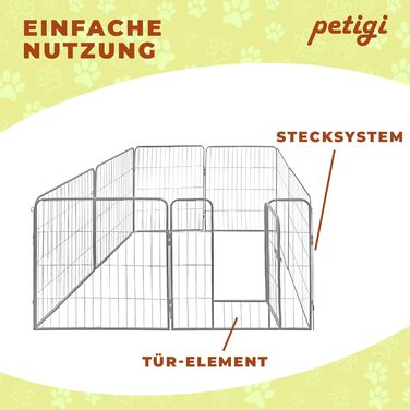 Клітка для цуценят Petigi, вольєр з порошковим покриттям, складаний, розмір комірки 47 мм, для використання в саду, розмір (Ш x В): 80 x 80 см