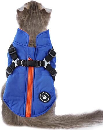 Зимова куртка для маленьких собак: тепла, вітро- та водонепроникна, двостороння куртка для собак з блискавкою, зелена (блакитна, S)