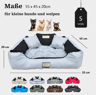 Крісло-ліжко для собак великих порід King Dog, велике, миється, з іменем, водонепроникне, силіконова наповнювач (світло-сірий, S 55 x 45 см)