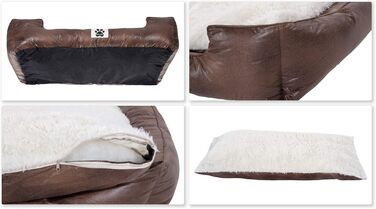 Ліжко для собак DeluxePet 'Schlummer' 100x70 з штучної шкіри, 2в1 з поворотним матрацом, для великих собак, коричневе