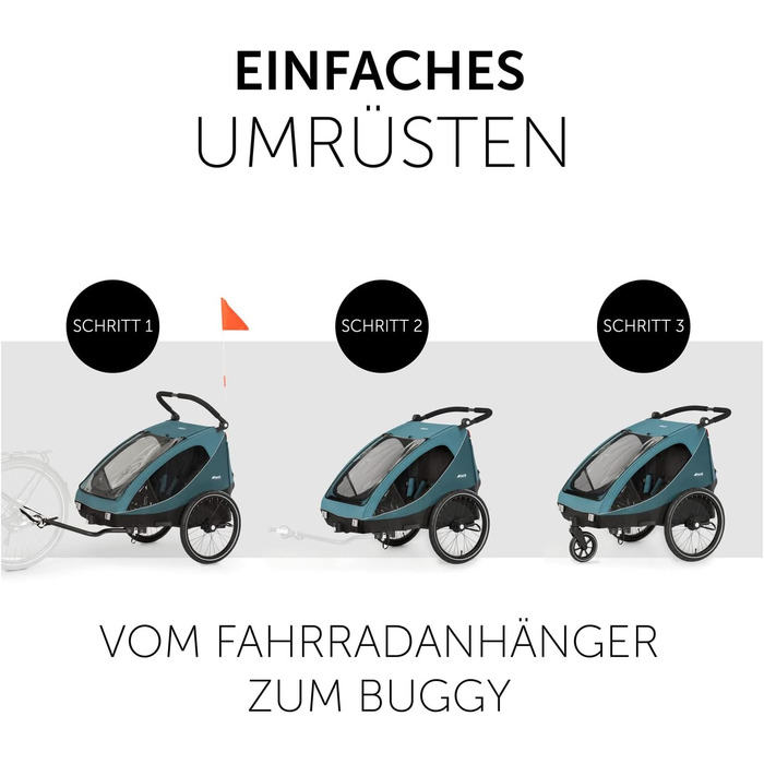 Дитячий велопричіп 2в1 Hauck Dryk Duo Petrol