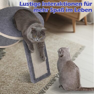 Кігтеточка для котів Eukue велика, 80 см з платформою, мотузкою з сизалю та стійкою основою. Підходить для кошенят та дорослих котів. Комплект кігтеточок (білий/сірий)