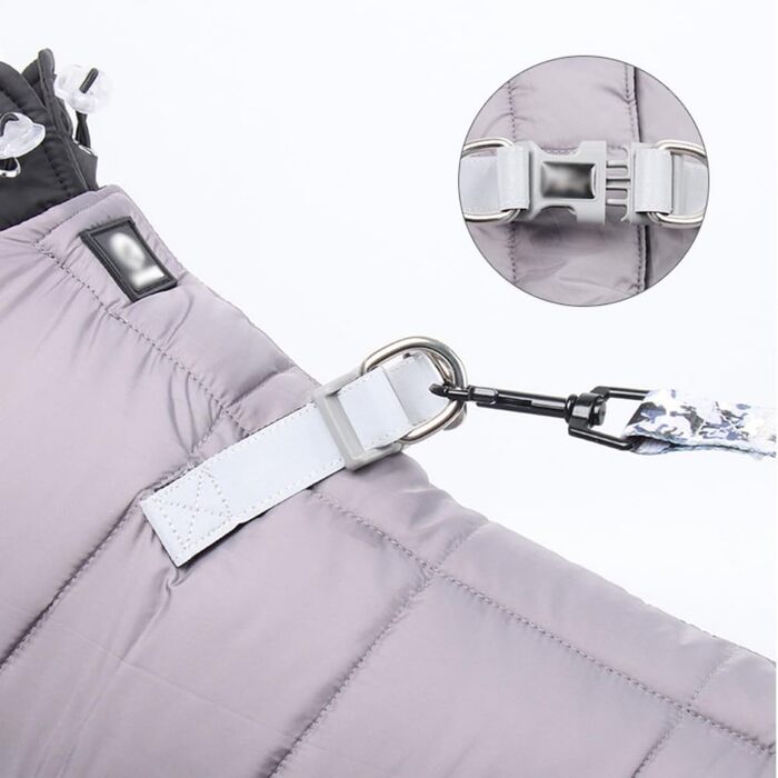 Зимовий теплий зимовий одяг для собак з D-початком, водонепроникний, флісова підкладка, для маленьких та середніх собак (Сірий, L)