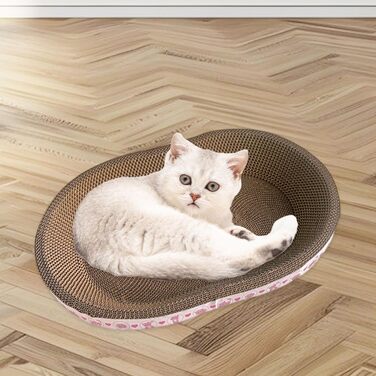 Котячий когтеточка з картону овальної форми, ігровий центр для котів, стильний лежак, 57x39x9.5 см