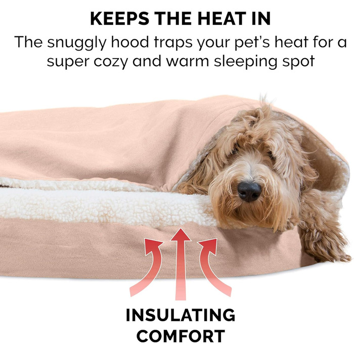 Ортопедичне ліжко для собак Furhaven середнього та малого розміру, 66 см, знімний, пральний чохол, для собак до 13,6 кг – Sherpa & Wildleder Snuggery – Блакитний, 66 см (імітація овечої вовни та велюр, кремовий, 112 x 112 x 7.6 см)