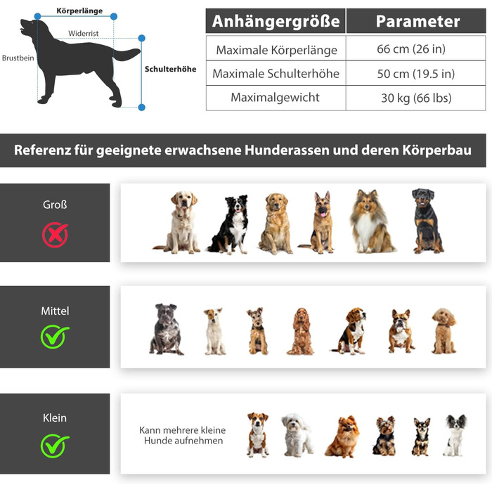 Причеп-біговий візок для собак 2-в-1, до 30 кг, складний, з гальмами, сигнальним прапорцем, для активного відпочинку та дому, червоний