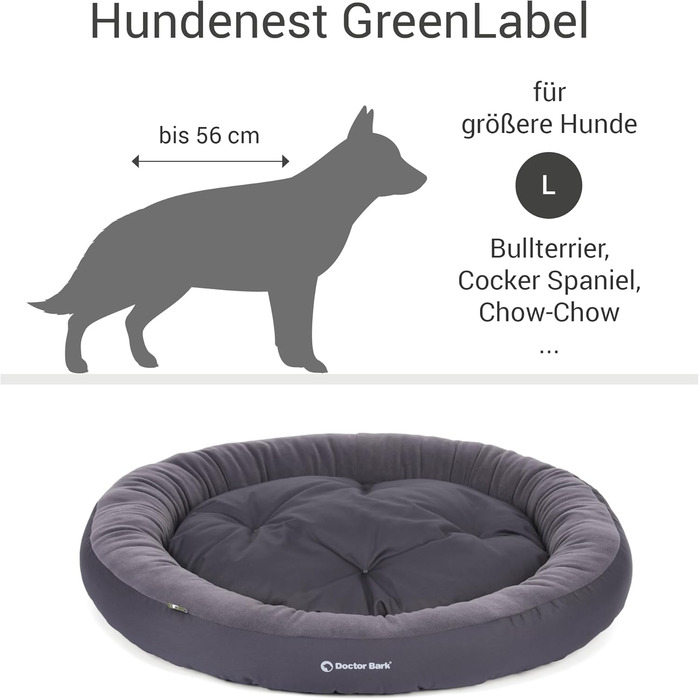 Кругле ліжко для собак середніх порід Doctor Bark GreenLabel, м'яке, плюшеве, з двостороннім подушкою Fleece/Baumwolle, колір кобальтовий (L - 70x60 см)