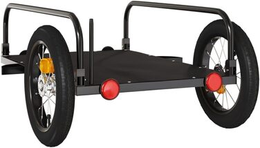 Причіп для велосипеда, переноска для собак, чорний, 122x53x31 см, метал, вагончик для покупок, компактна упаковка, проста збірка