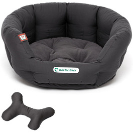 Кругле ліжко для собак Doctor Bark, 50x40 см, сіре, з ортопедичною подушкою, для середніх собак, миється до 95°C, Made in Germany