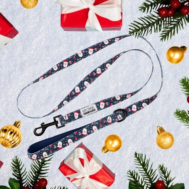 Нашийник для собак на Різдво (S) Hohoho | М'який нашийник Arizona Hotdogs | Леєчка нейлон 1,5м | Різдвяний нашийник для маленьких собак