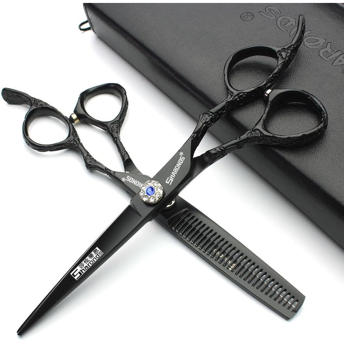 Професійні ножиці для перукарів 6/7 дюймів з візерунком троянд, комплект 2 шт., японська сталь