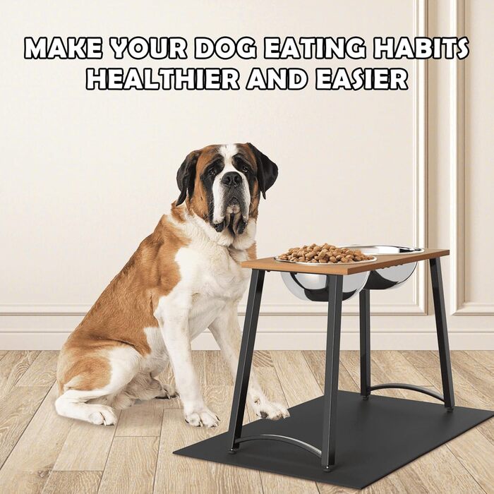 Підвищені годівниці для собак великих та надвеликих порід, з нековзною основою, об'єм 2.863 мл (46 см), коричневий колір.