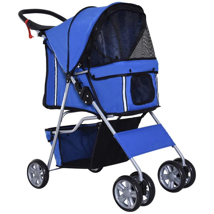 PawHut Dog Stroller Dog Buggy Pet Stroller Jogger Trailer для собак синій, складний і легкий, чудово підходить для поїздок