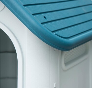 Будка-будиночок для собак малих порід з вбудованим туалетом Lanco, біла, поліпропілен (PP)